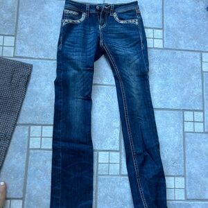 Graces Blue Denim Jeans with embroidery